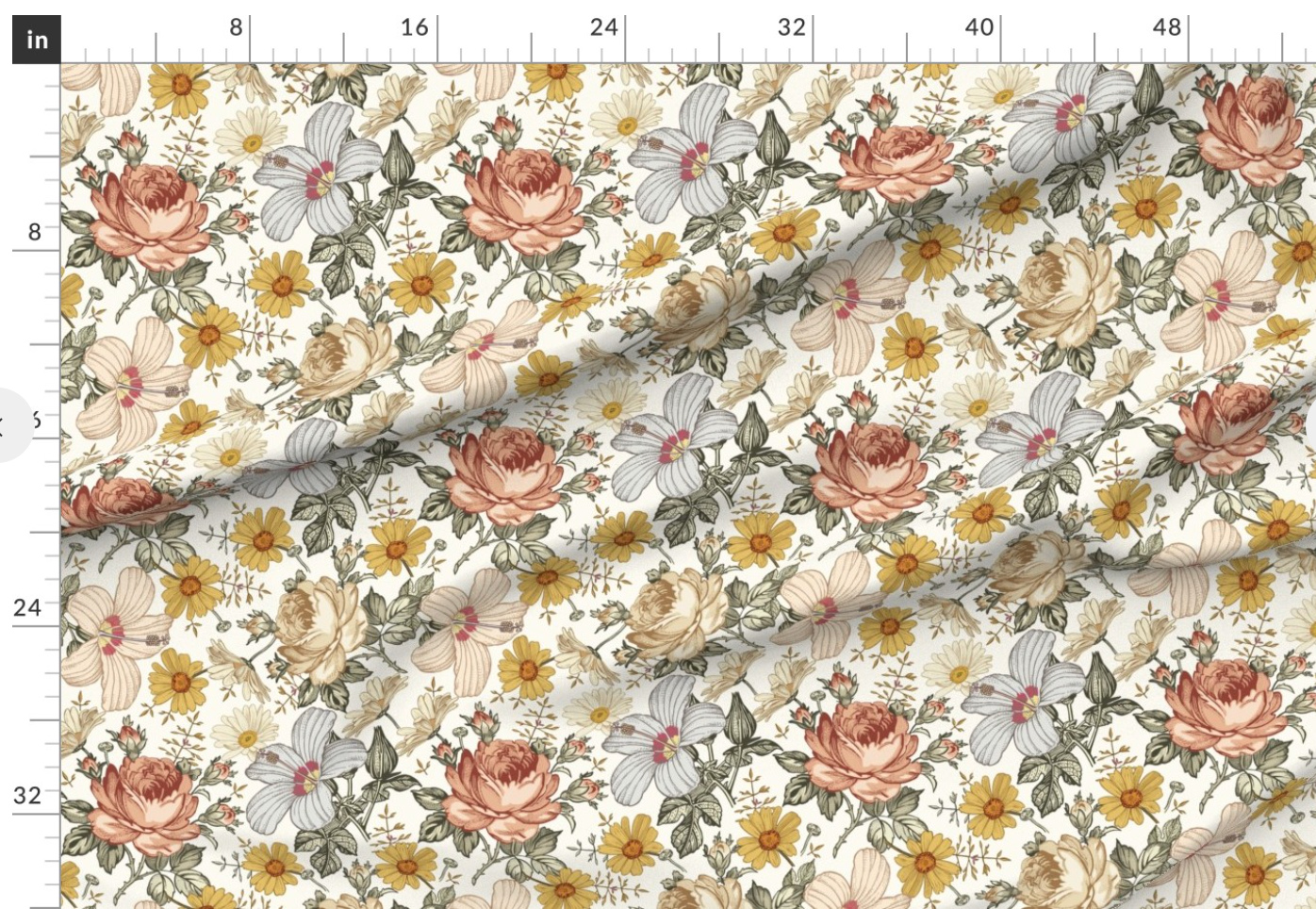 Vintage Floral Roses Blue
