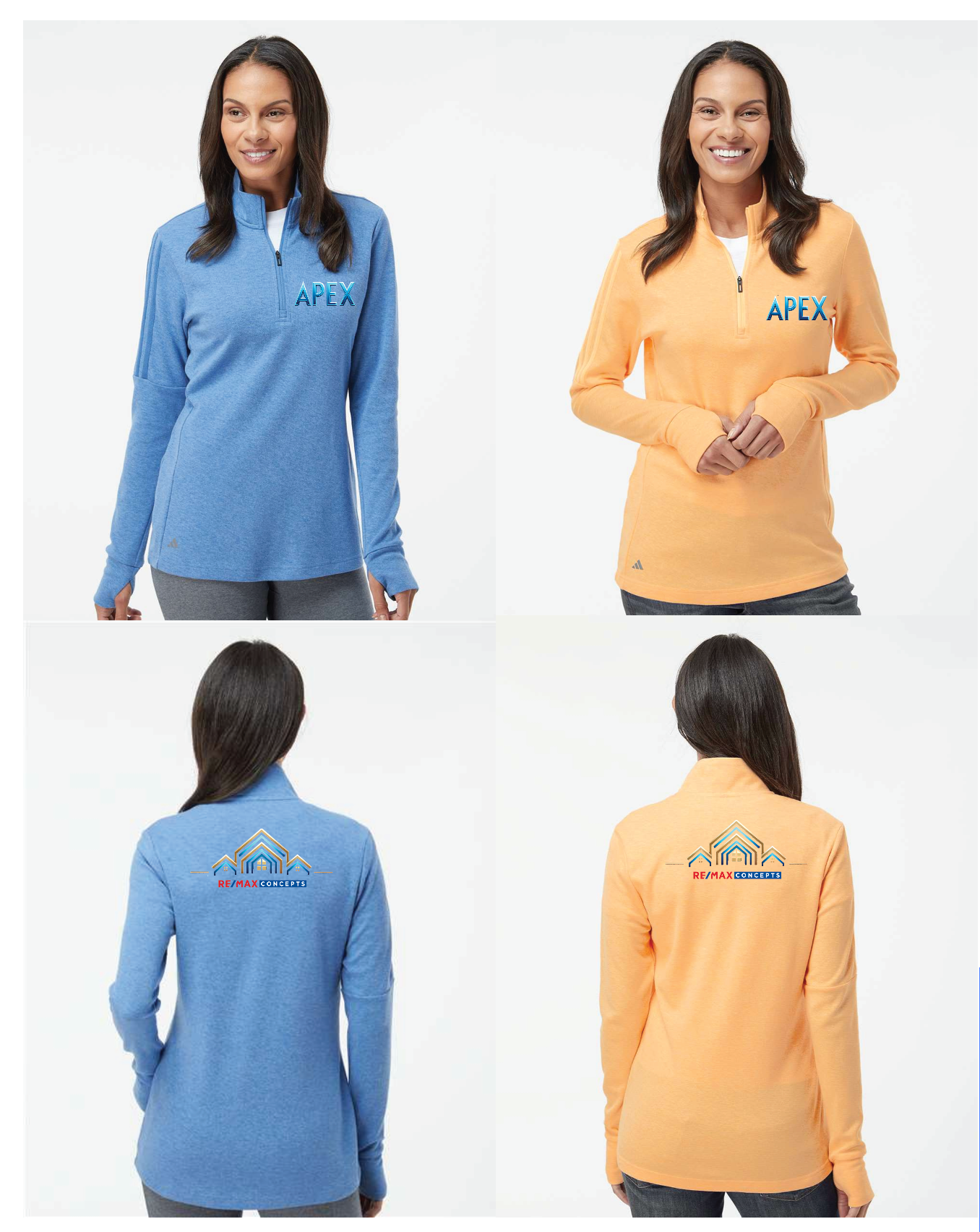 Adidas Women's 3-Stripes Quarter-Zip Sweater- APEX Left Breast/House