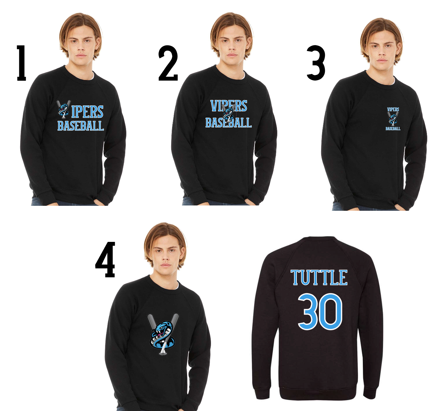BELLA + CANVAS - Sponge Fleece Raglan Crewneck Sweatshirt - Black