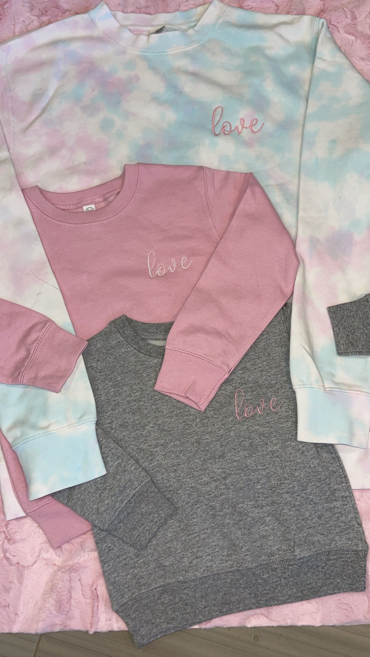 "Love" Cotton Candy Tie Dye Crewneck Sweatshirt-Adult