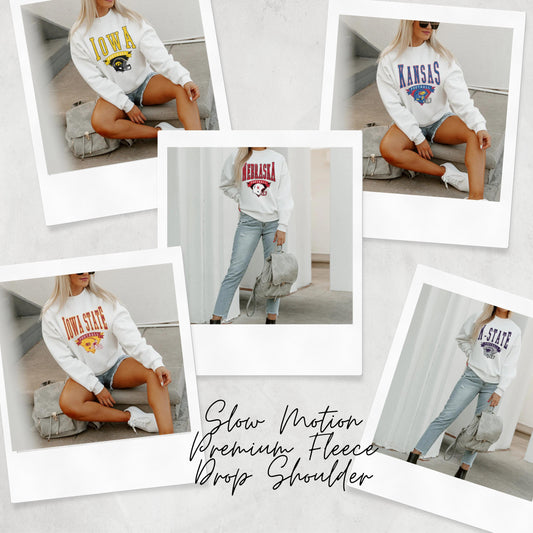 SLOW MOTION PREMIUM FLEECE DROP SHOULDER CREWNECK PULLOVER