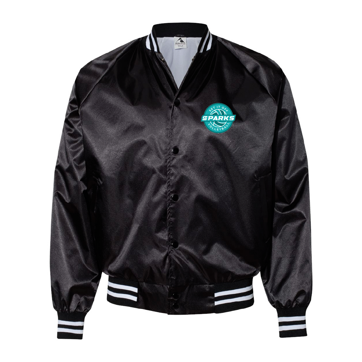 Augusta Sportswear Unisex Satin Baseball Jacket Striped Trim