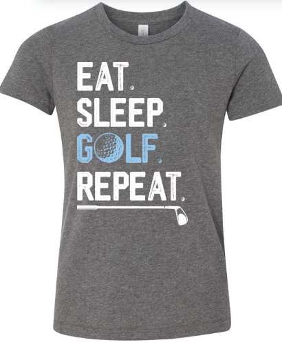 EAT SLEEP GOLF REPEAT- WHT/BLUE