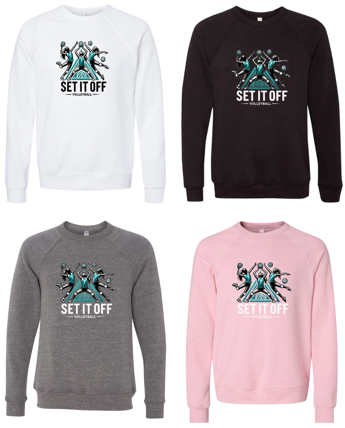 BELLA + CANVAS - Sponge Fleece Raglan Crewneck Sweatshirt- Set It Off Full Logo