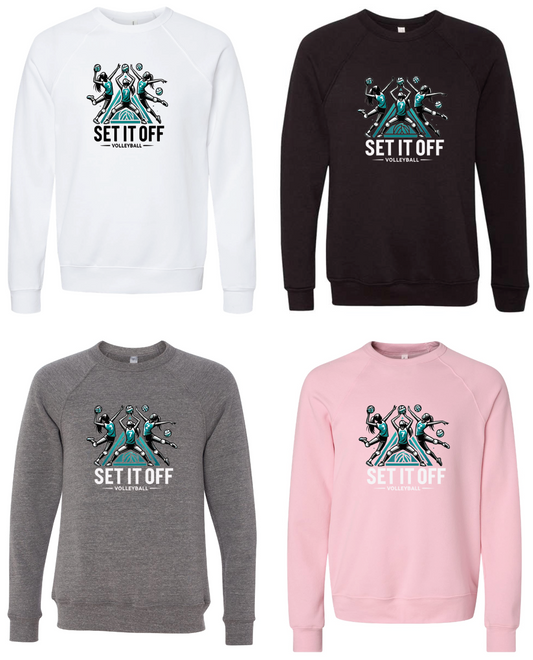 BELLA + CANVAS - Sponge Fleece Raglan Crewneck Sweatshirt- Set It Off Full Logo