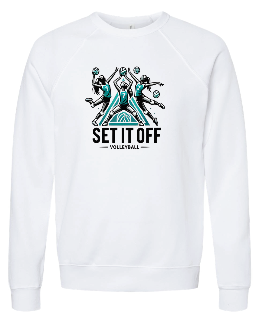 BELLA + CANVAS - Sponge Fleece Raglan Crewneck Sweatshirt- Set It Off Full Logo
