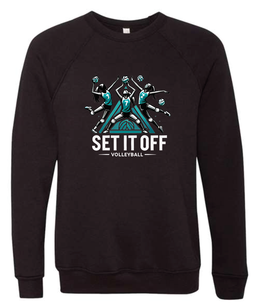 BELLA + CANVAS - Sponge Fleece Raglan Crewneck Sweatshirt- Set It Off Full Logo