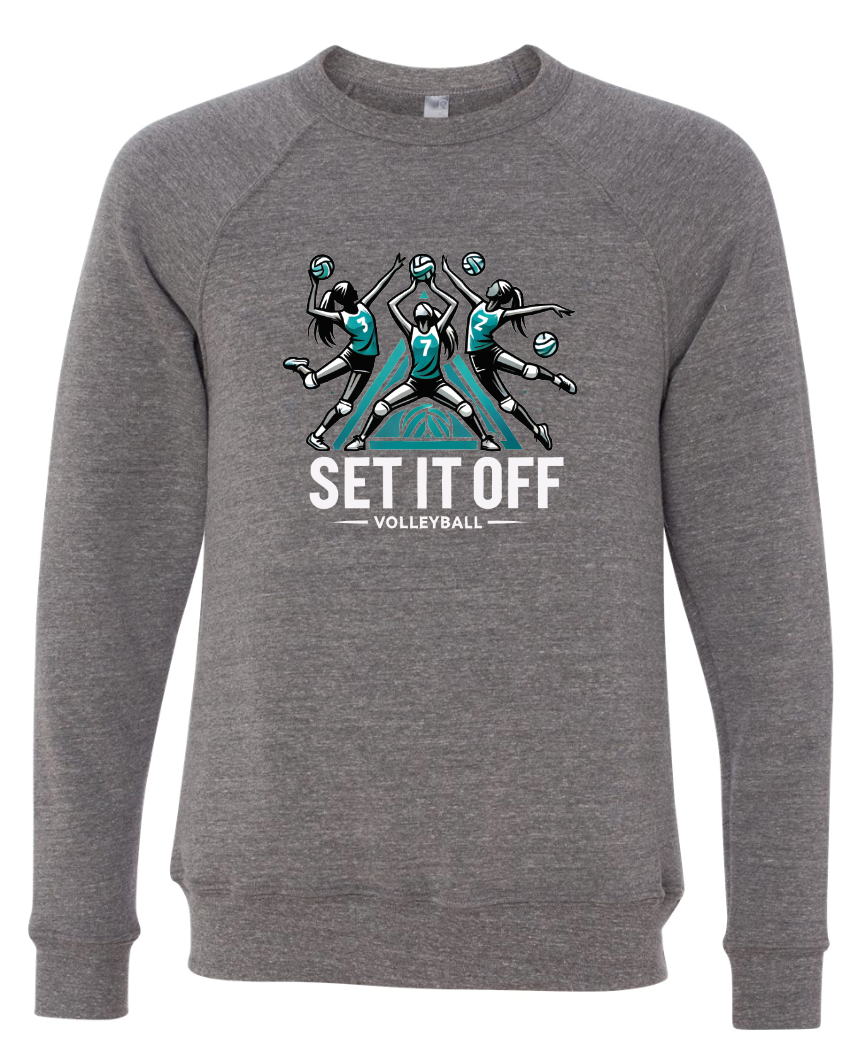 BELLA + CANVAS - Sponge Fleece Raglan Crewneck Sweatshirt- Set It Off Full Logo
