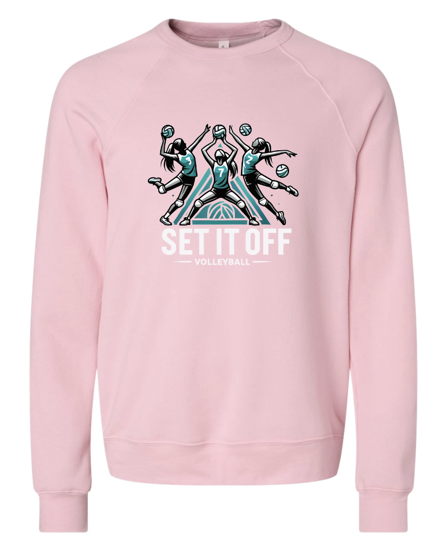 BELLA + CANVAS - Sponge Fleece Raglan Crewneck Sweatshirt- Set It Off Full Logo