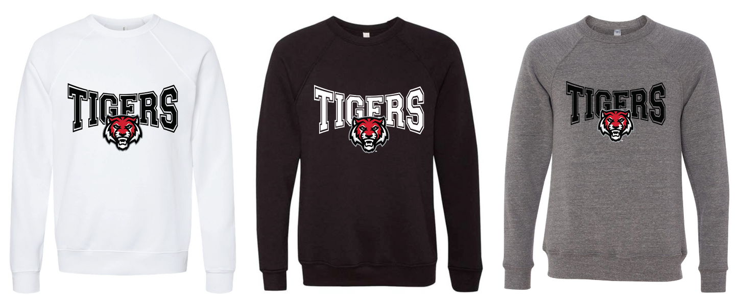 BELLA + CANVAS - Sponge Fleece Raglan Crewneck Sweatshirt- TIGERS