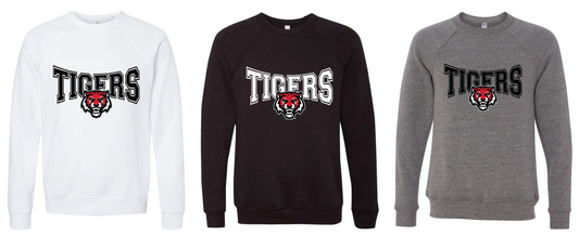 BELLA + CANVAS - Sponge Fleece Raglan Crewneck Sweatshirt- TIGERS