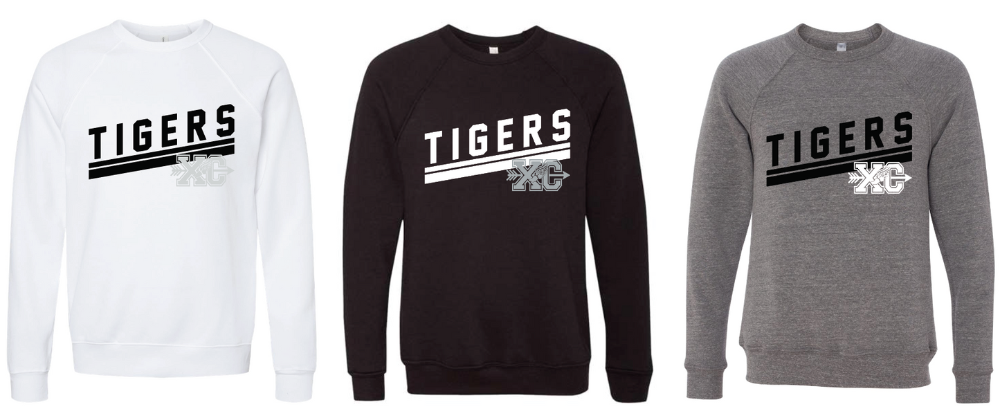 BELLA + CANVAS - Sponge Fleece Raglan Crewneck Sweatshirt- TIGERS XC