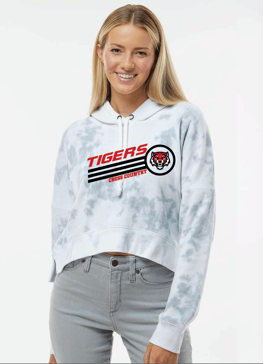 Women's Crop Hooded Sweatshirt - Tigers Cross Country Lines