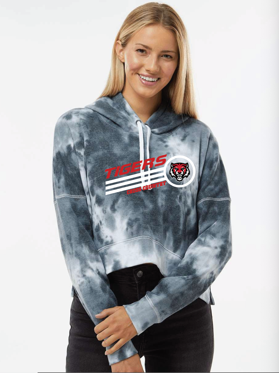Women's Crop Hooded Sweatshirt - Tigers Cross Country Lines