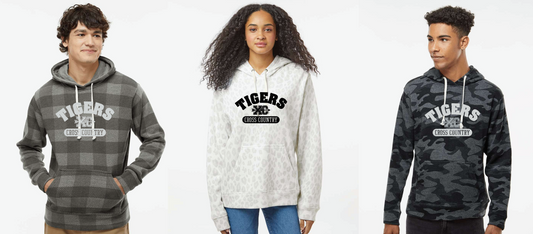 Triblend Fleece Hooded Sweatshirt- Tigers Cross Country Arch