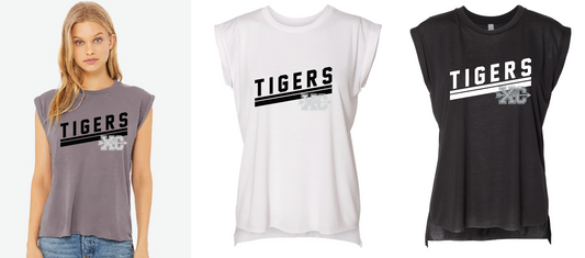 Bella Canvas- Women’s Flowy Rolled Cuffs Muscle Tee- TIGERS XC