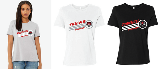 Bella Canvas- Women’s Relaxed Jersey Tee- TIGERS Cross Country Lines