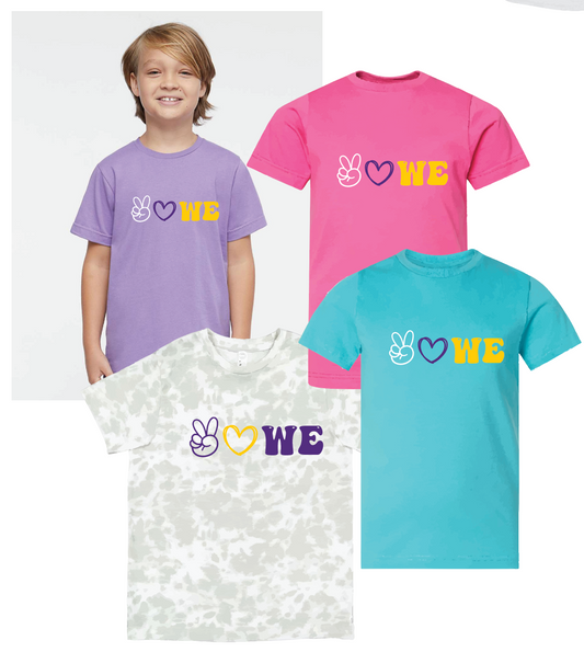 LAT Fine Jersey Tee- Peace Love WE  Tee (Matte or Glitter)