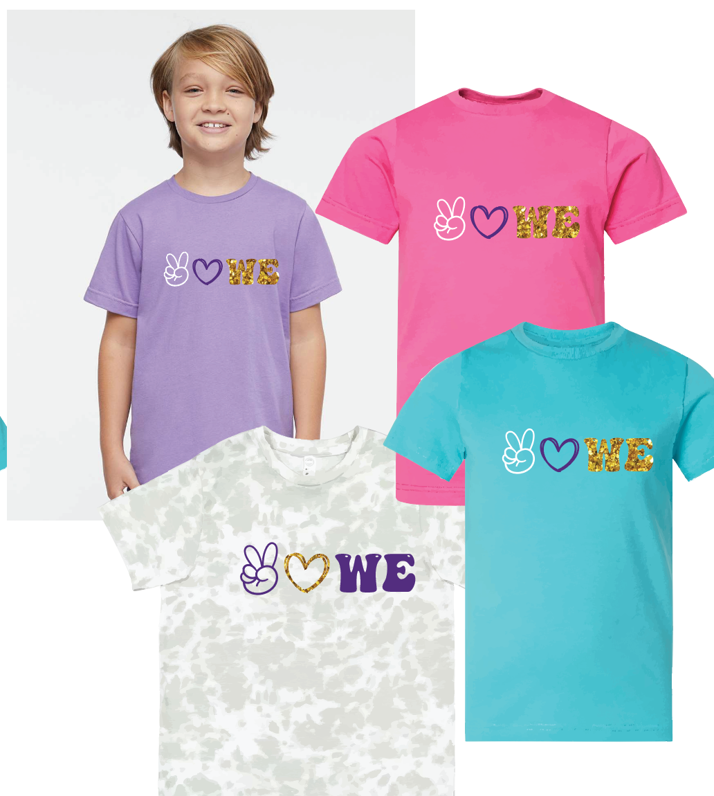 LAT Fine Jersey Tee- Peace Love WE  Tee (Matte or Glitter)