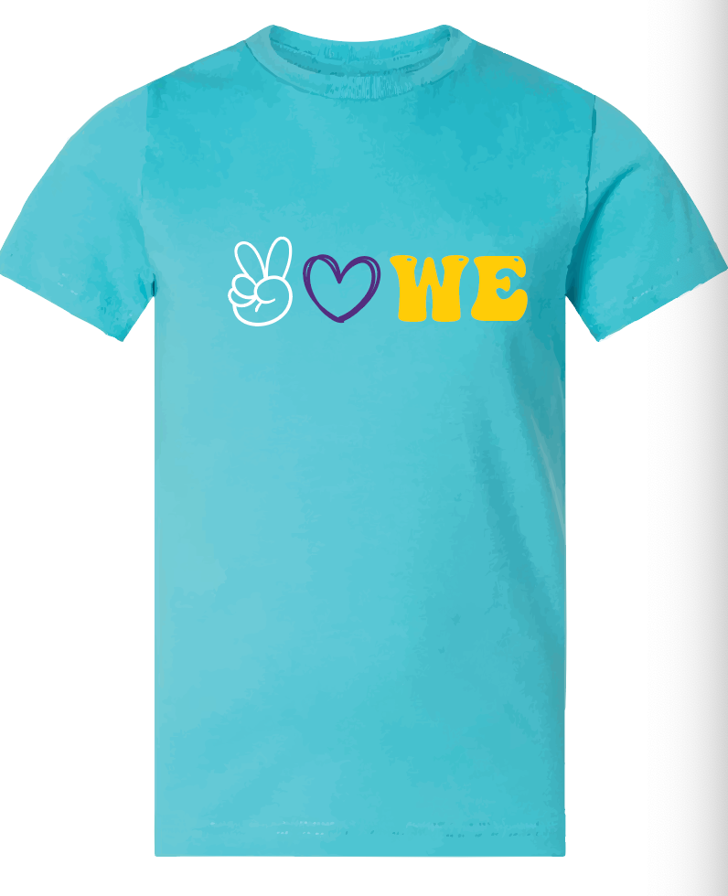 LAT Fine Jersey Tee- Peace Love WE  Tee (Matte or Glitter)