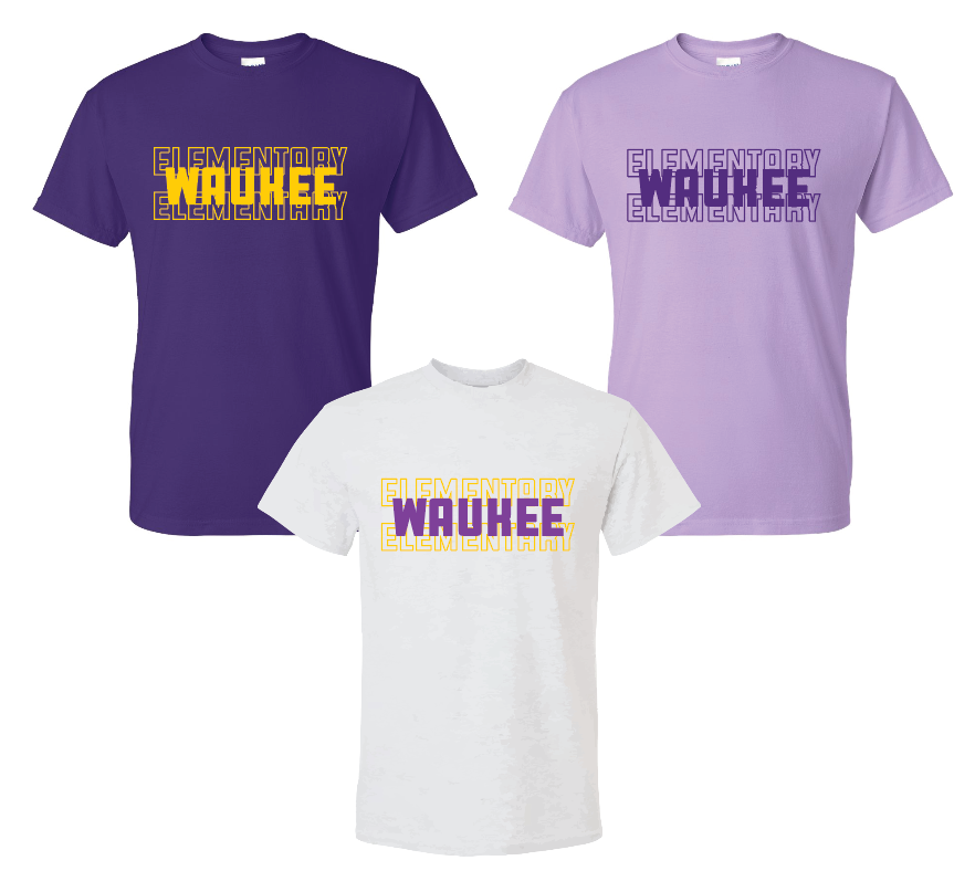 Gildan Unisex DryBlend T Shirt- Waukee Elementary Stacked (Matte or Glitter)