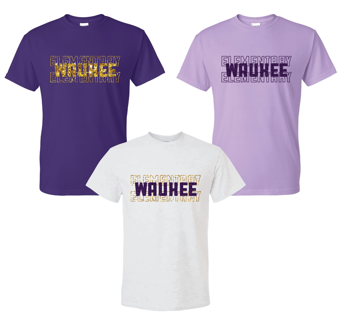 Gildan Unisex DryBlend T Shirt- Waukee Elementary Stacked (Matte or Glitter)