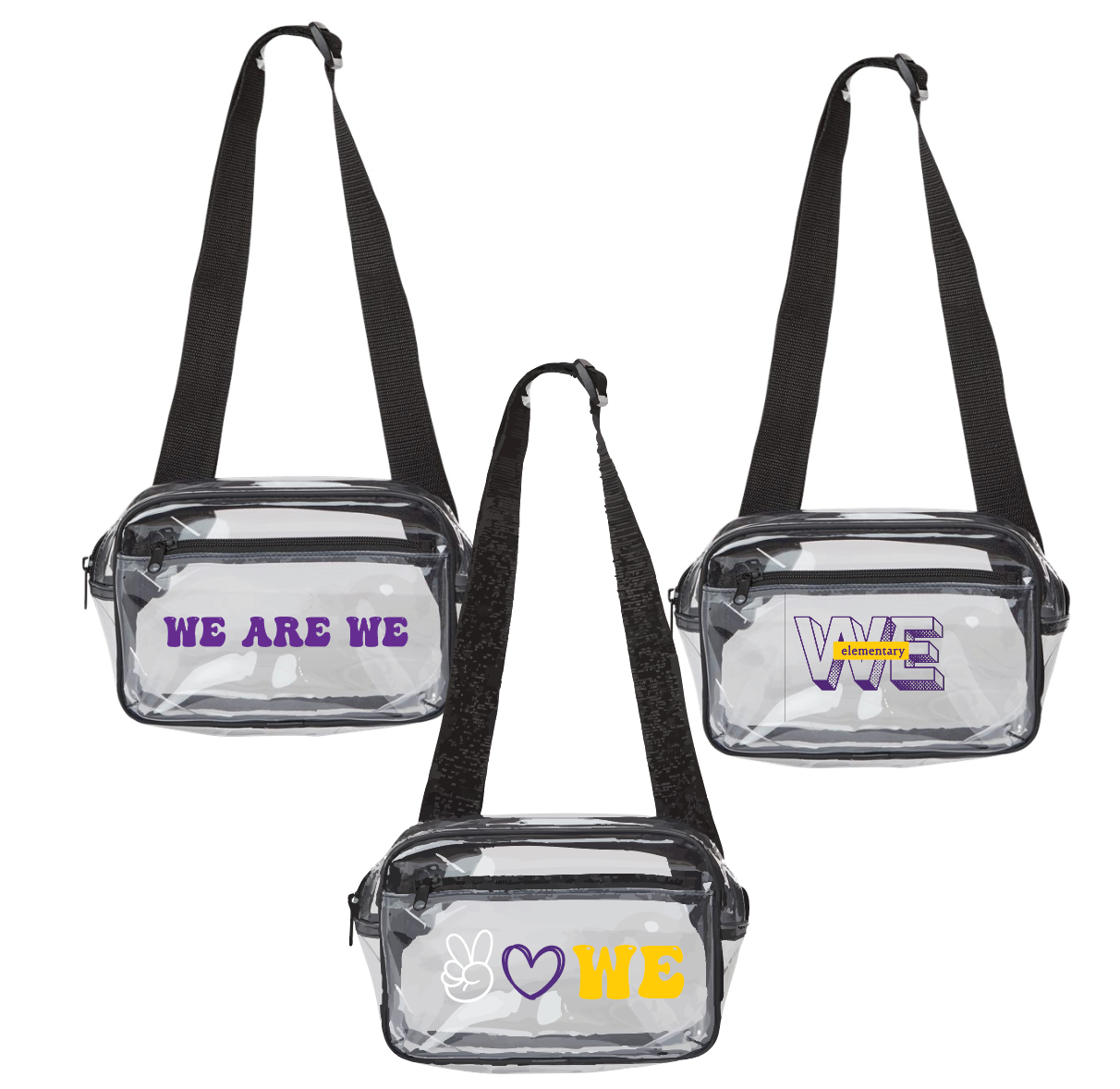 Clear Stadium 2-Pocket Fanny Pack/Crossbody Bag- WE