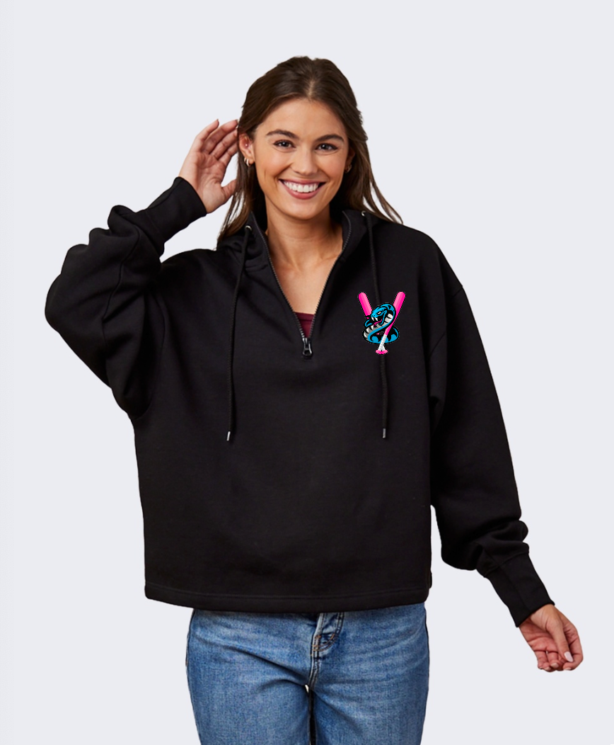 Enza Ladies Boxy Quarter Zip Hood- Vipers